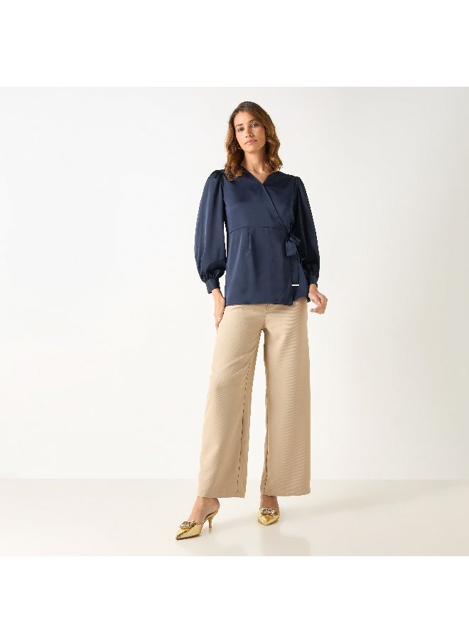 Iconic Iconic V-neck Wrap Top with Long Sleeves  - Image 2