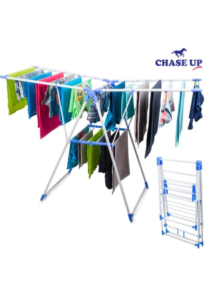 Shopping Point Clothes Drying Stand Foldable Laundry Rack with Adjustable Folding Wings Clothes Hanger Stand Drying Rack clothes rack, Clothes Rack for Drying Clothing, Cloth Drying Stand (White & Blue)  - Image 4
