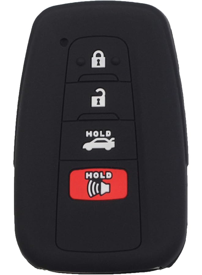 2Pcs Black Silicone Smart 4 Button Key Fob Case Cover Protector Keyless Remote Holder Compatible With Toyota 2019 2020 2021 Camry Corolla C-Hr Prius Rav4 Highlander Avalon 86 - Image 4
