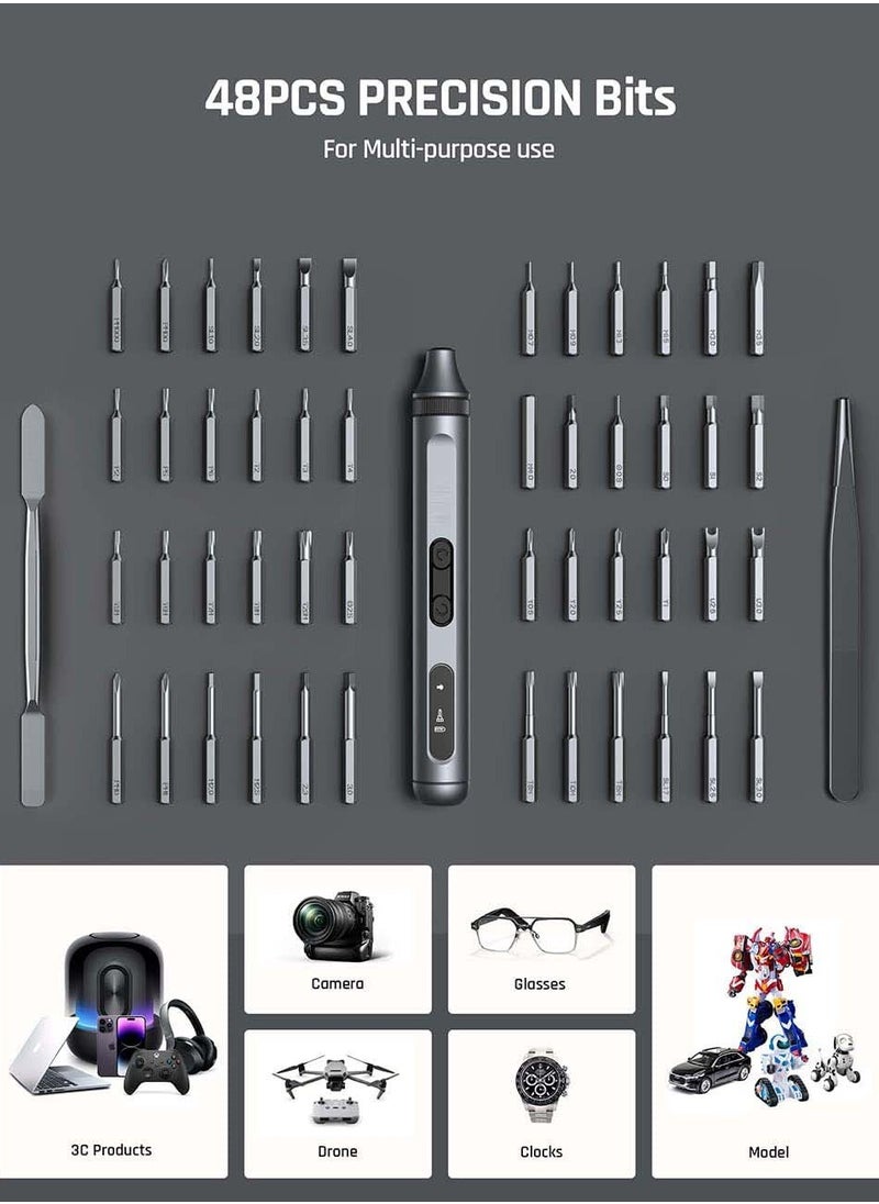 Generic Mini Electric Screwdriver 50 in 1 Electric Screwdriver Kit with 48 Magnetic Bits Precision Screwdriver Cordless Repair Tool with Tweezers and Pry Bar  - Image 4