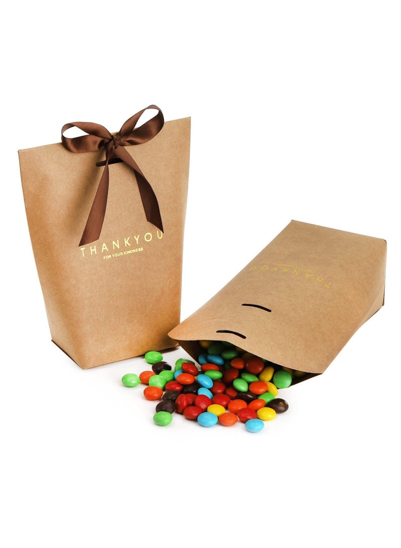 Thank You Gift Bags with Ribbons, Kraft Paper Gift Bags Party Favor Treat Bags Goody Bags Candy Cookie Bags for Wedding Bridal Shower Birthday Party - Image 4