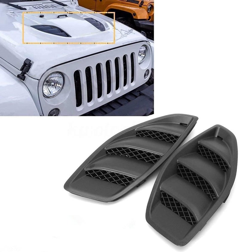 Generic Flash2ning Hood Vent Cover,ABS Plastic Exterior Accessories for Jeep JK Wrangler 2007 2008 2009 2010 2011 2012 2013 2014 2015 2016 2017 2018 2019,Louvers Engine Inlet Vents,1 Set of 2,Black  - Image 1