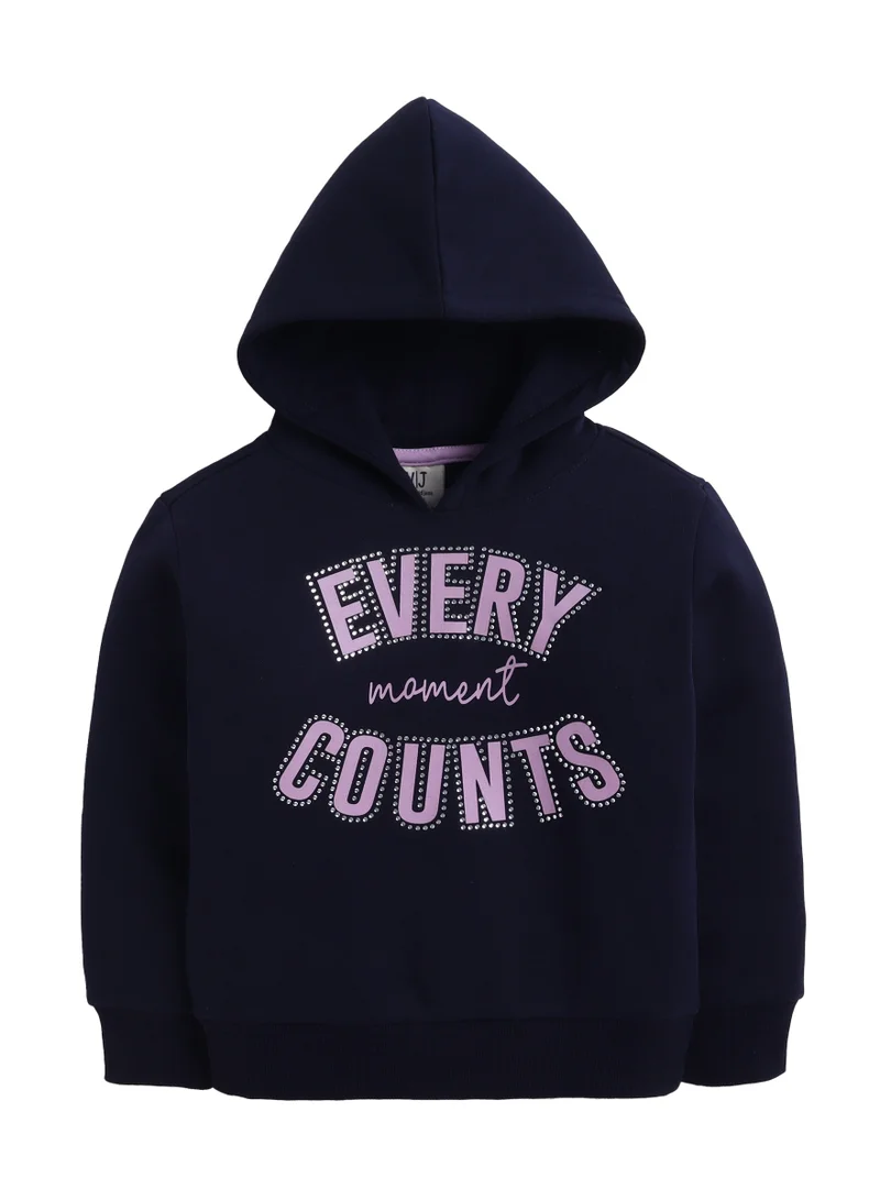 victor and jane Girls “Every Moment Counts” Fleece Hoodie – Navy