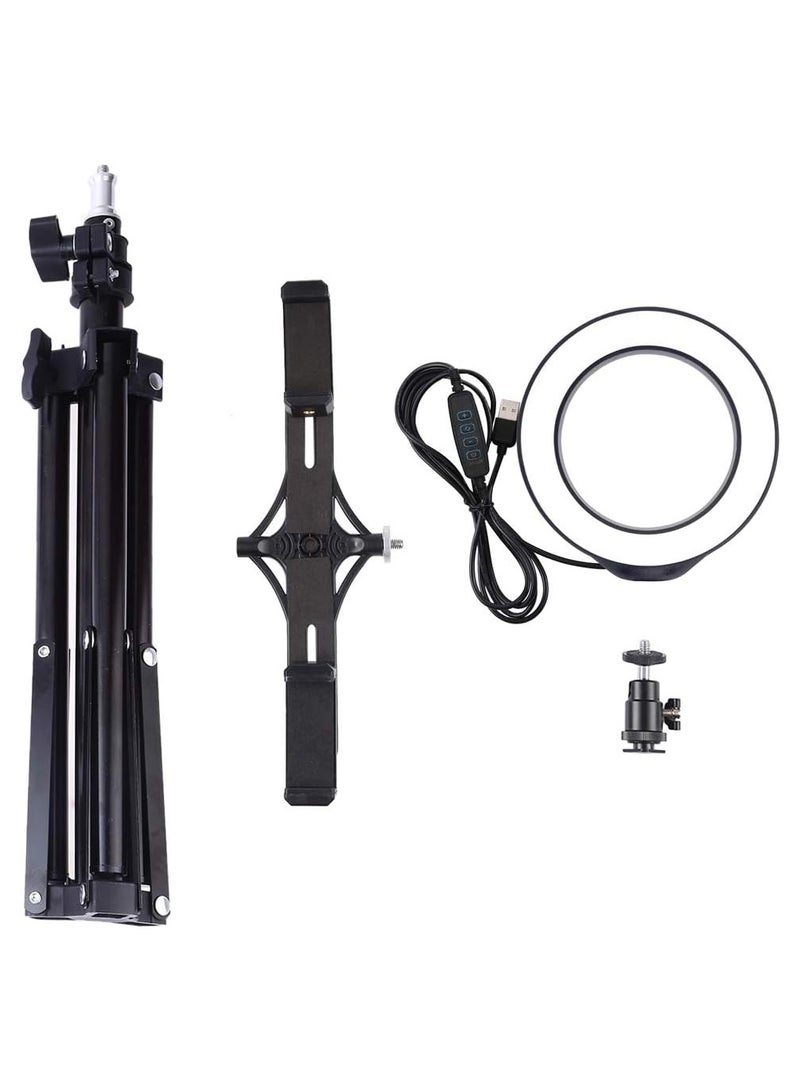 PULUZ 6.2 inch LED Ring Vlogging Photography Video Light Kits Live Broadcast Dual Phone Bracket USB 3 Modes Dimmable with 70cm Tripod Mount for Make-up and YouTube Video vlogging Equipment  - Image 5