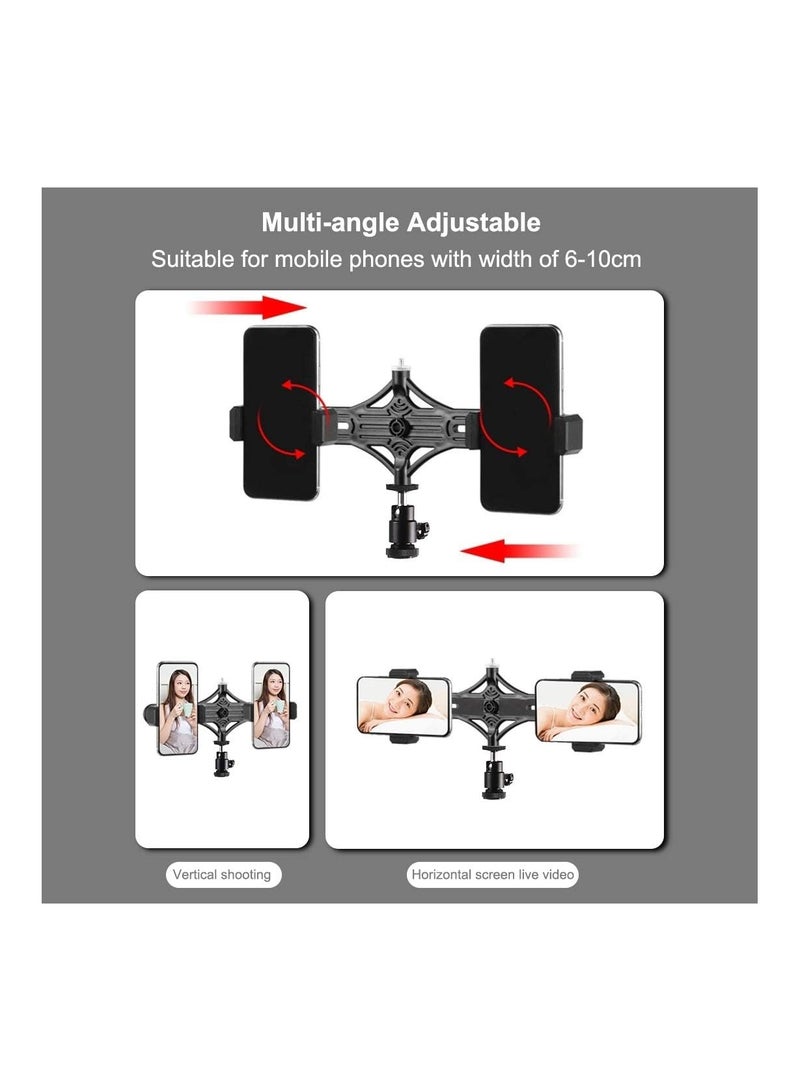 PULUZ 6.2 inch LED Ring Vlogging Photography Video Light Kits Live Broadcast Dual Phone Bracket USB 3 Modes Dimmable with 70cm Tripod Mount for Make-up and YouTube Video vlogging Equipment  - Image 4