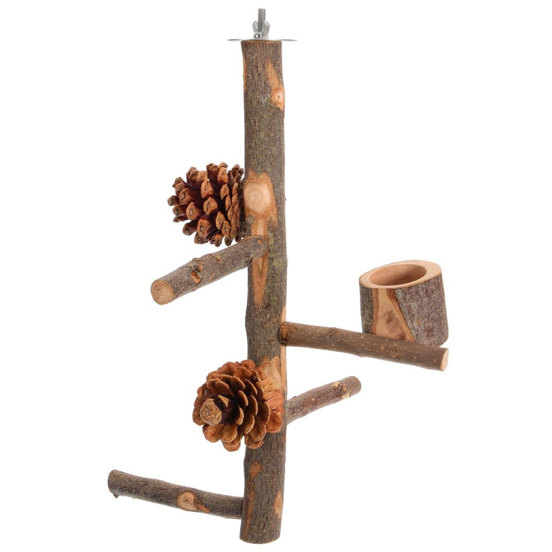 Wooden Bird Perch Stand Training Rack Paw Grinding Perch for Parrots Lovebirds Finches - Image 2