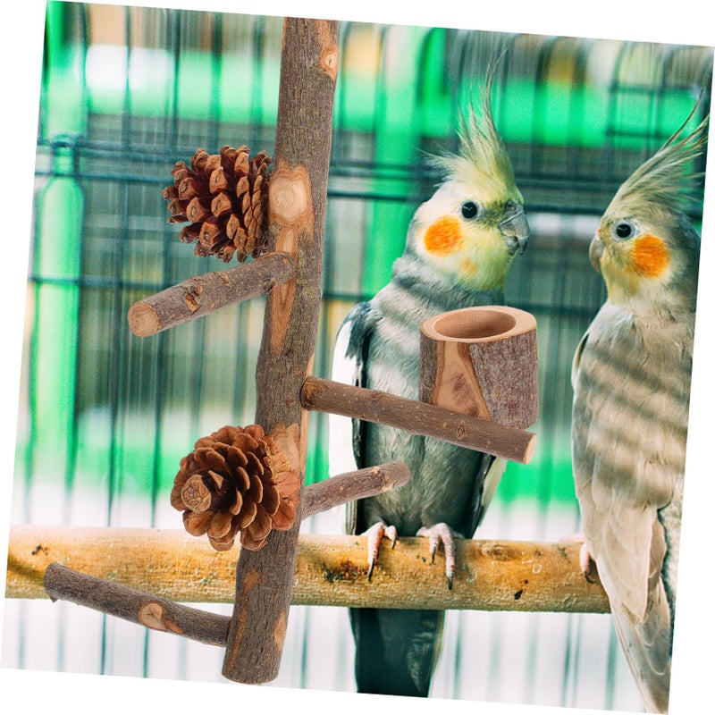 Wooden Bird Perch Stand Training Rack Paw Grinding Perch for Parrots Lovebirds Finches - Image 3