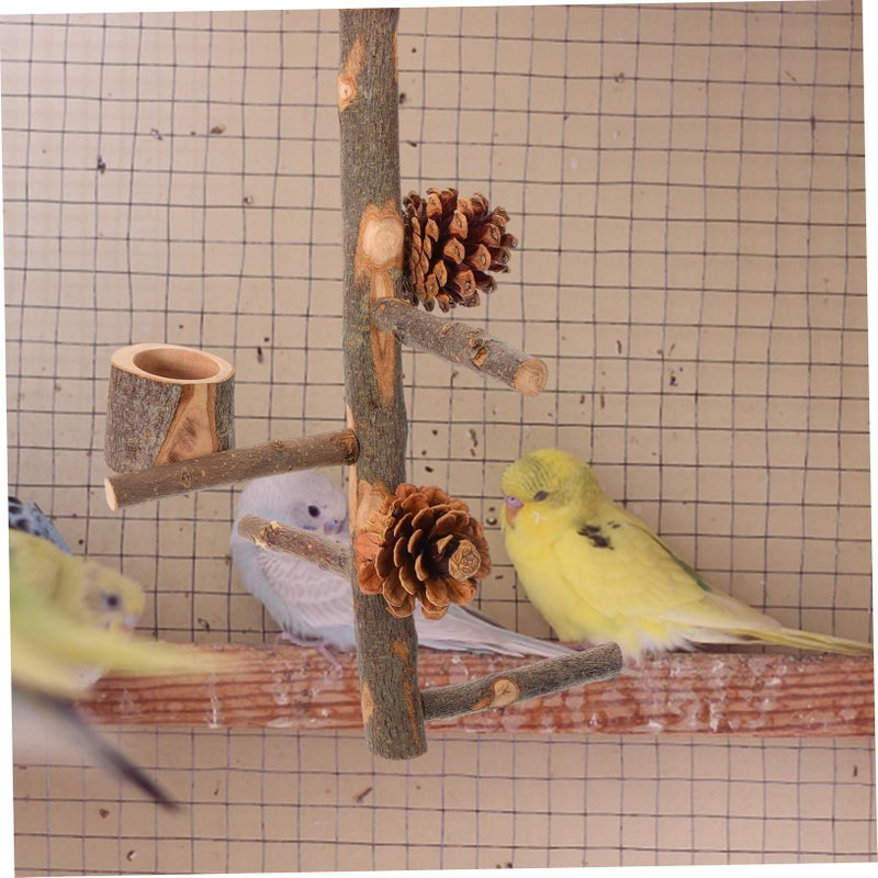 Wooden Bird Perch Stand Training Rack Paw Grinding Perch for Parrots Lovebirds Finches - Image 5