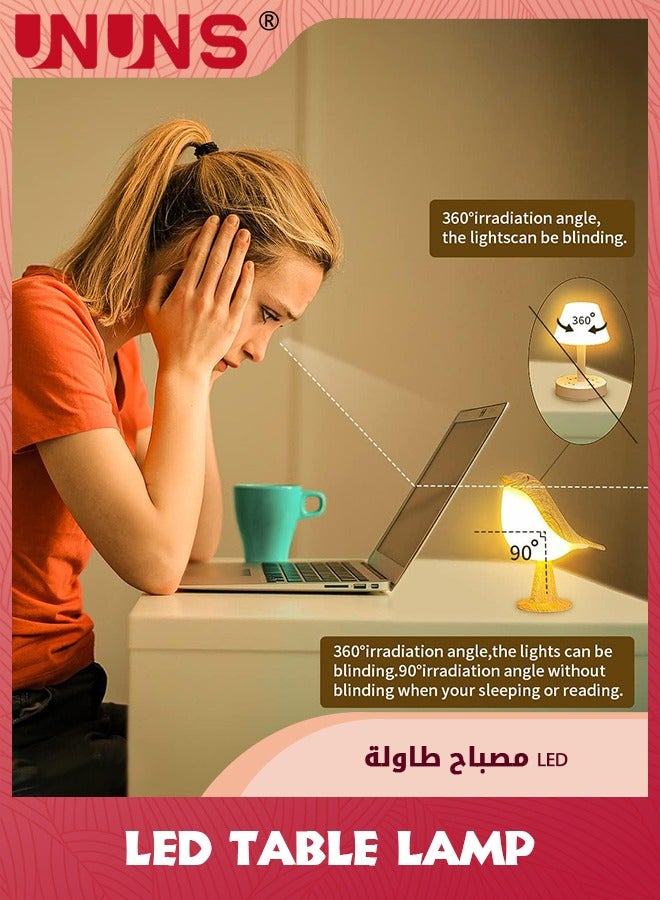 يو إن يو إن أس Small Bird Touch Lamp,Dimmable and Cordless Bird Night Light with Touch Dimmer,3 Level Brightness Nightstand Lamps,Rechargered Desk Lamp for Bedroom, Office, College Dorm Room - Image 3
