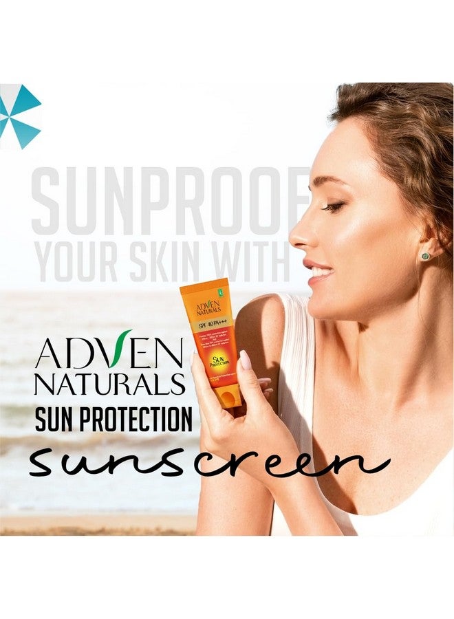 Adven Naturals Sun Protection Cream SPF 40 PA+++ | Broad Spectrum UVA/UVB + Blue Light Protection | Sweat & Water Resistant Sunscreen | Non-Greasy, No White Cast | All Skin Types | 2 x 100g - Image 3