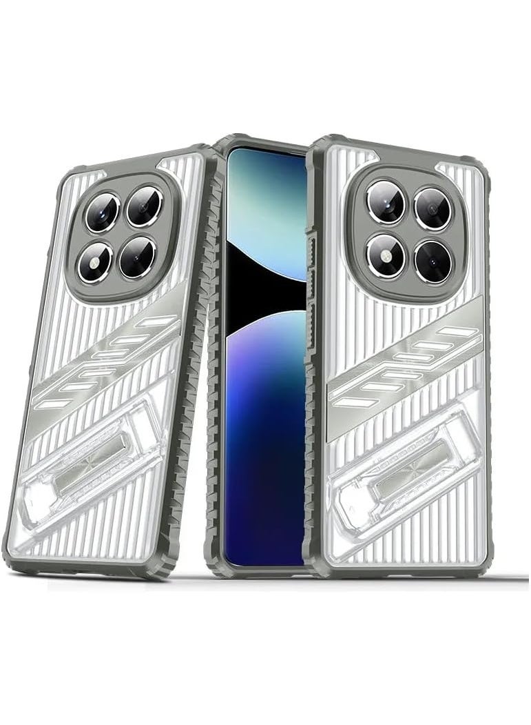 جولدن ماسك شاومى ريدمى نوت 14 برو 4جي (Xiaomi Redmi Note 14 Pro 4G) جراب ظهر عدسة حماية مع حامل (رمادى)