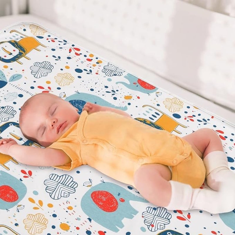 Baby Waterproof Bed Pad, 31x40 Inch, Washable Mattress Protector with Organic Cotton, 3 Layer Protection, Elephant and Lion Print, 2 Pack - Image 5