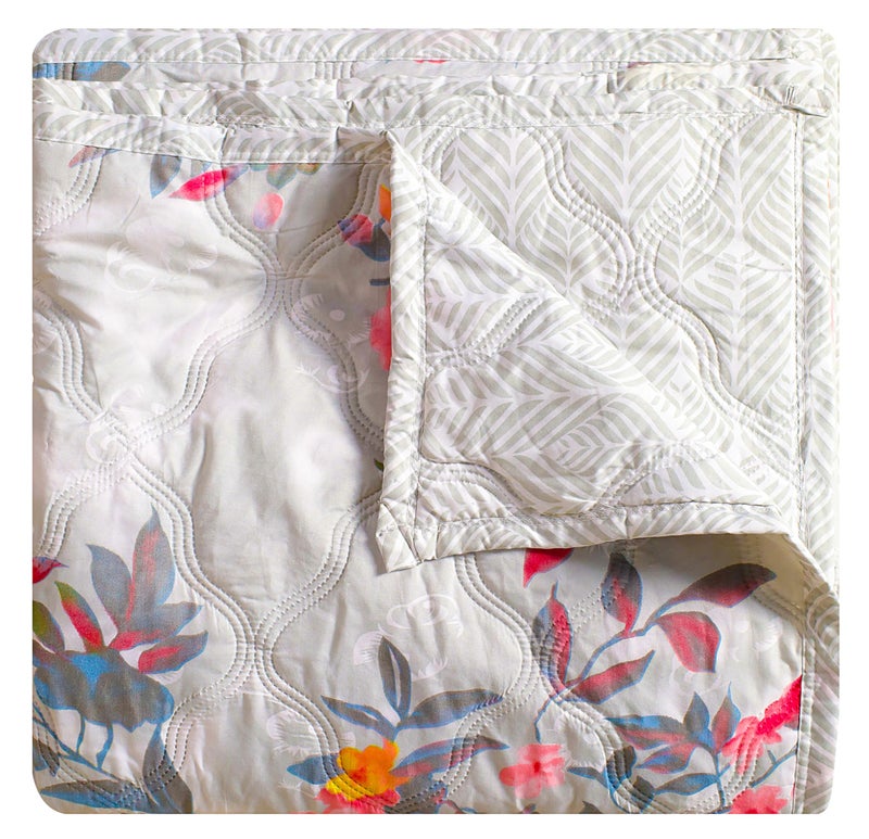 Fancy Walas Dohar Double Bed 100% Cotton Blankets for Summer | 90x100inch, 150GSM Ac Comforter and Cooling Blankets for Summer | Grey Color | Classic Printed Design | Quilt | Ideal for Gifting - Image 1