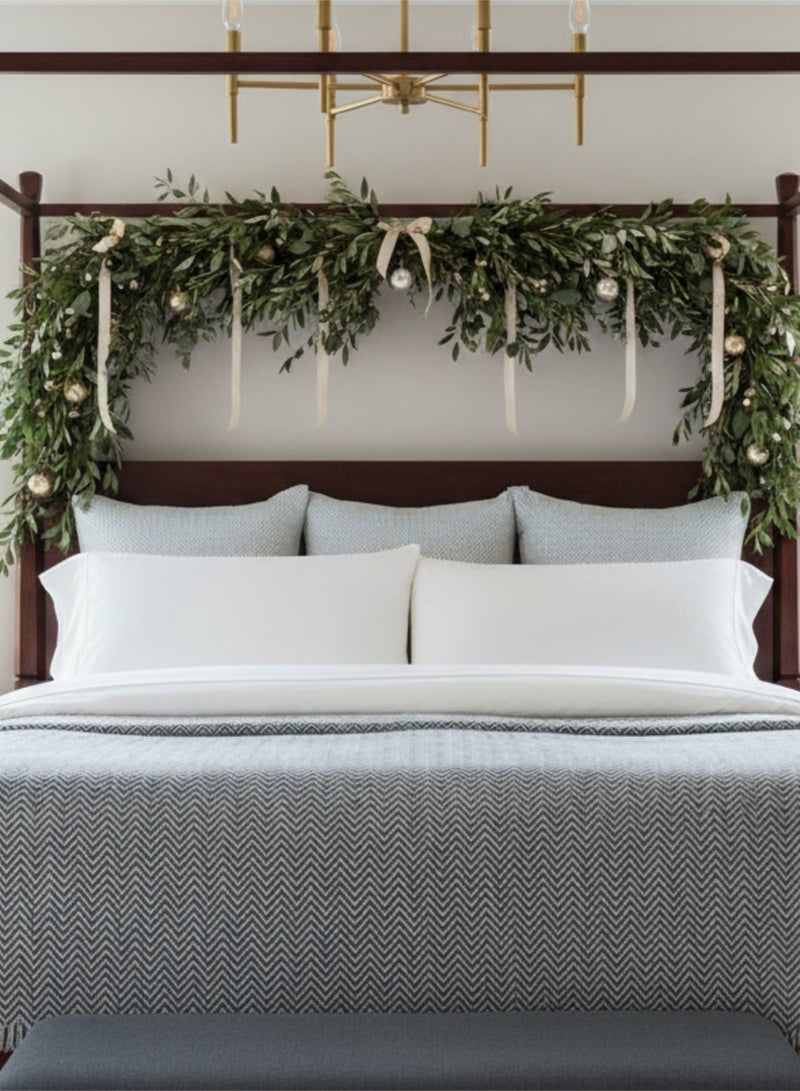 Cloud Scape Linen 100% Cotton Herringbone Blanket for All Season, Soft and Breathable Thermal Blanket,Light Grey - Image 1