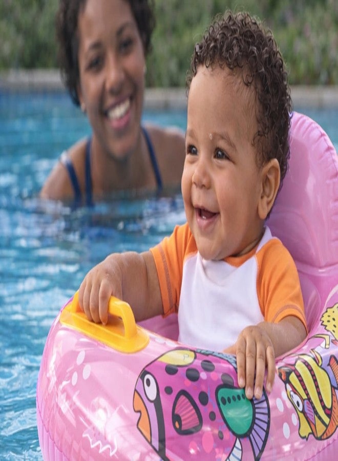 RGKJAS Multi Printed Inflatable Baby Swim Ring with Backrest and Handle | Kids Floating Pool Seat Trainer | Cartoon Design Toddler Swimming Float for Pool Beach Water Fun (Pink) - Image 3
