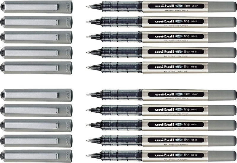 Uniball Uni-Ball Eye Fine UB157 Rollerball Pen Pack of 10 - Black - Image 1