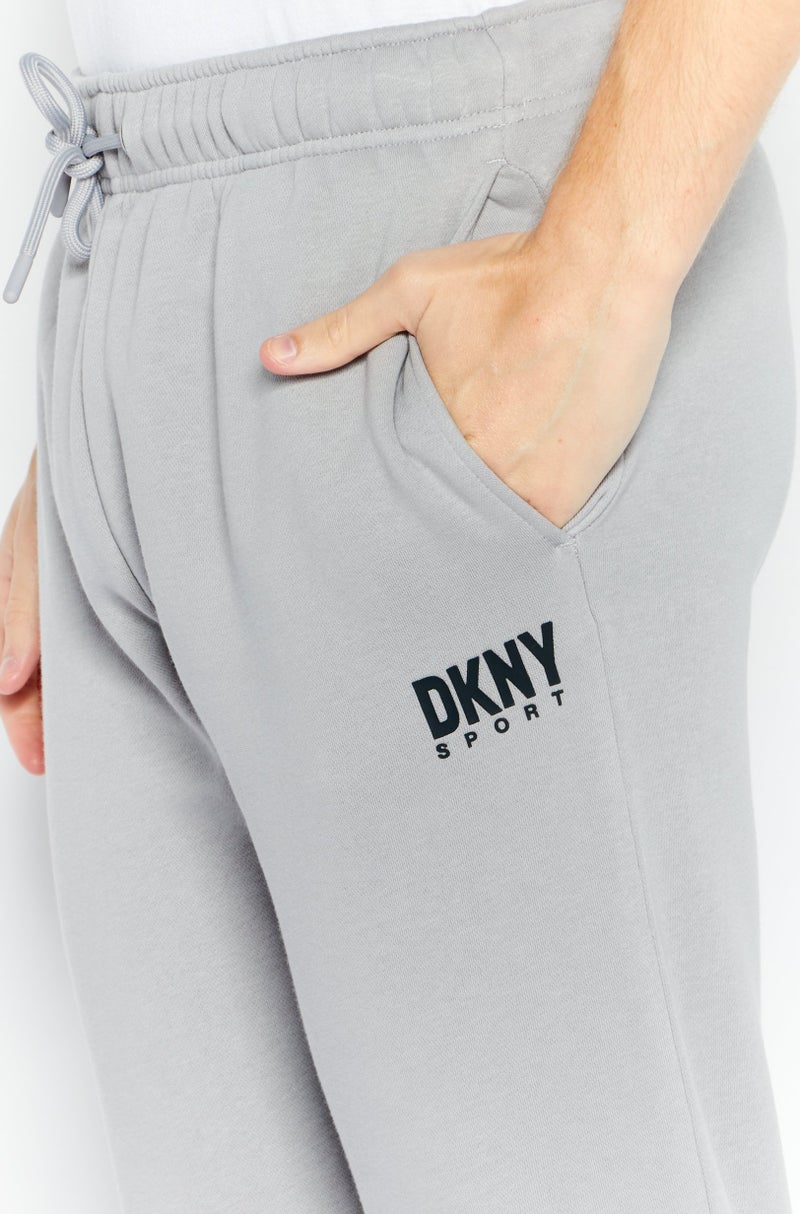 DKNY Sport Men Sportswear Fit Brand Logo Walking Jogger Pants, Light Grey - Image 3