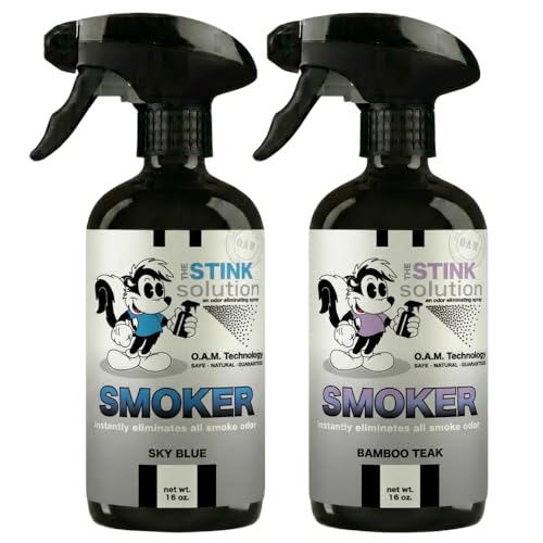 The Stink Solution Smoke Odor Eliminator Spray for Home Car Clothes Hands Hair Wall More Completely Neutralizes All Types of Smoke Odor Best Smoke Smell Remover Bamboo Teak 16oz Sky Blue 16oz - Image 1