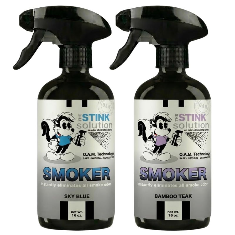 The Stink Solution Smoke Odor Eliminator Spray for Home Car Clothes Hands Hair Wall More Completely Neutralizes All Types of Smoke Odor Best Smoke Smell Remover Bamboo Teak 16oz Sky Blue 16oz - Image 2