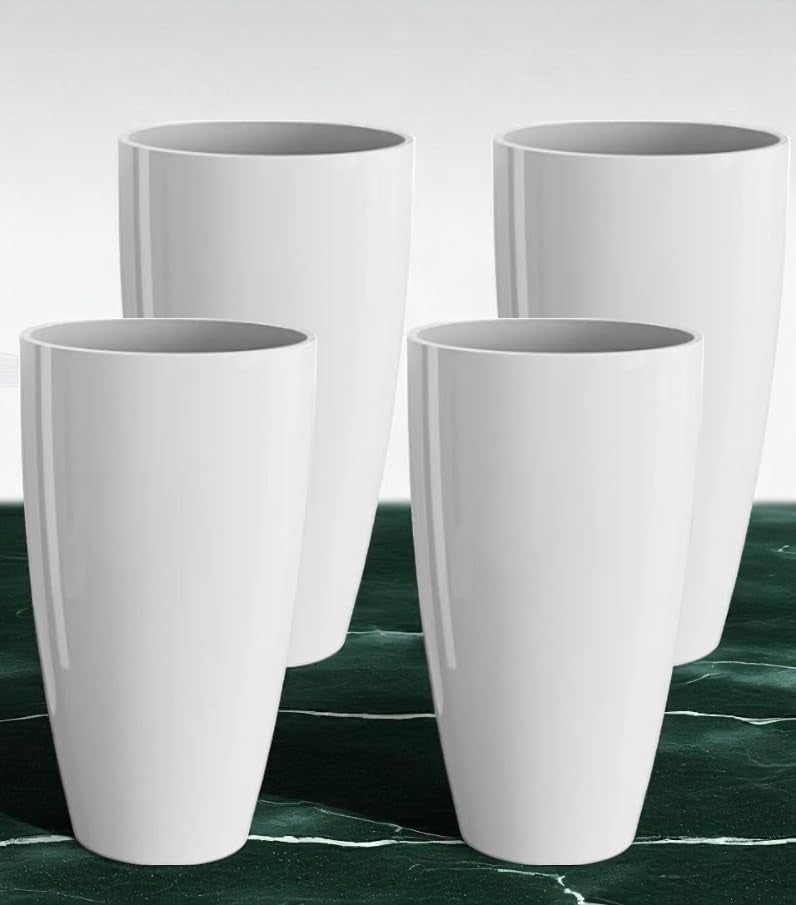 Petalzone Tower Pot | Lightweight Polymers Indoor-Outdoor Plant Pots | Planter Gamla for Home - Office & Garden | Planters for Living Room | White (4 Pcs, Height : 11 Inch) - Image 1