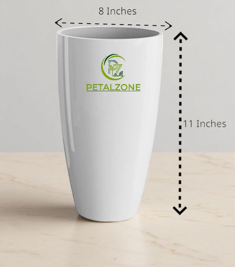 Petalzone Tower Pot | Lightweight Polymers Indoor-Outdoor Plant Pots | Planter Gamla for Home - Office & Garden | Planters for Living Room | White (4 Pcs, Height : 11 Inch) - Image 2