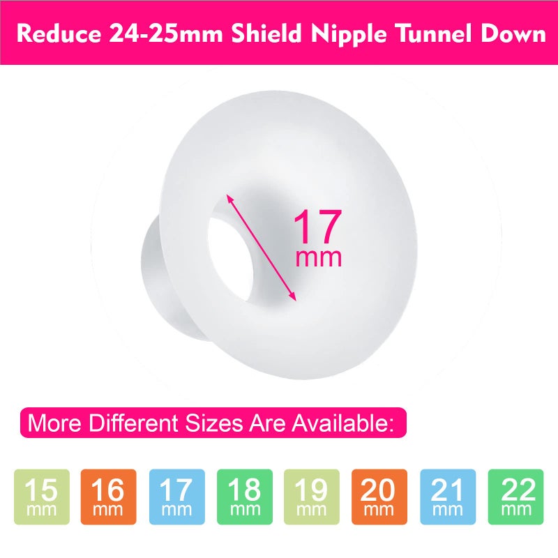 Durceler 17mm Silicone Flange Inserts Compatible with Medela/for Spectra S1 S2 / Elvie / S18 S21 / Momcozy S9 S12/ TSRETE 24mm Breast Pump Shields or Freemie 25mm; Reduce Nipple Tunnel Down to 17mm - Image 2