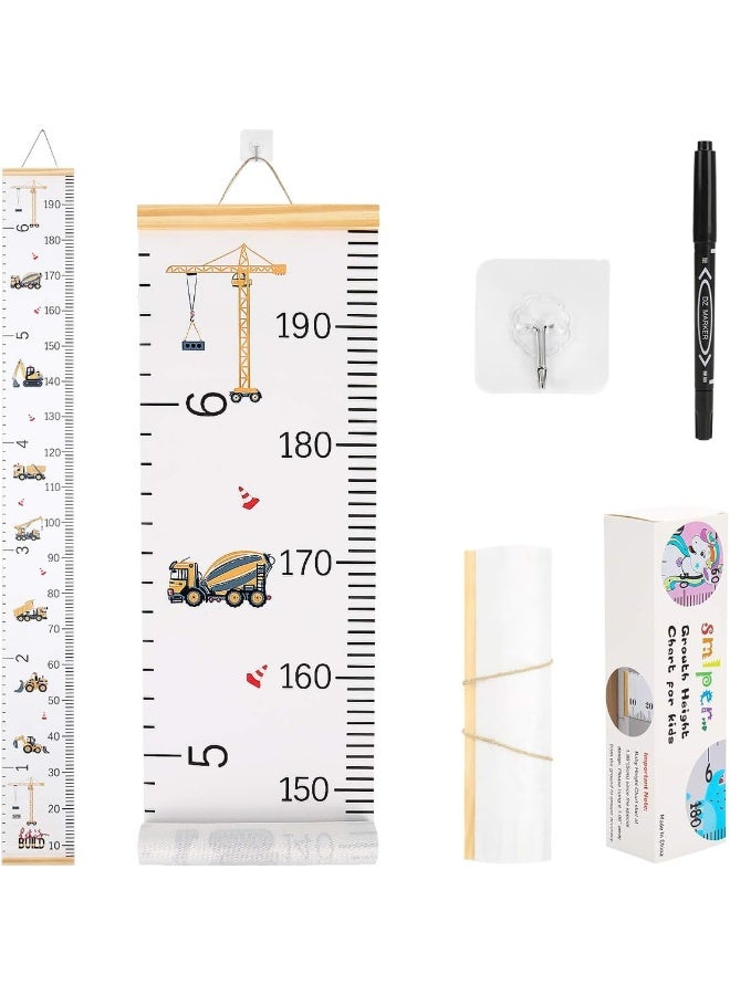 Smlper Growth Chart for Kids Hanging Ruler, Canvas Height Chart for Baby Wood Frame Height Measuring Chart for Nursery Wall Décor 79"x7.9" - Image 1