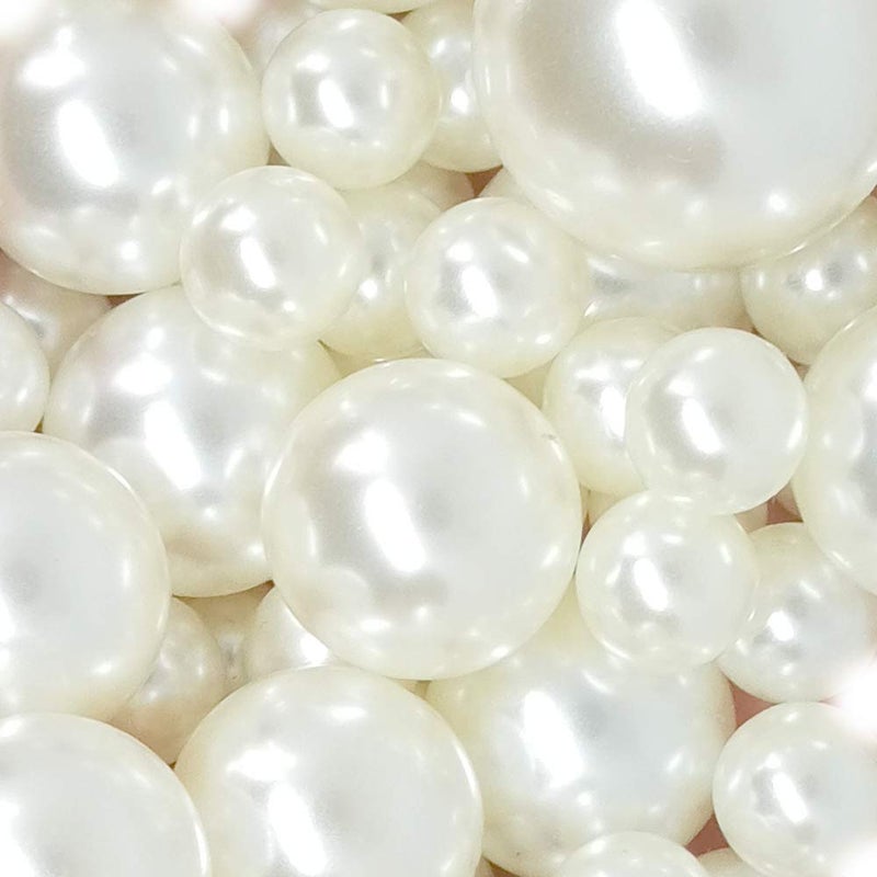 Lifestylecat 104pcs Mixed Size Pearls Beads No Holes 8mm 14mm 20mm Pearls for Vase Filler Table Scatter Wedding Birthday Party Home Decoration Ivory