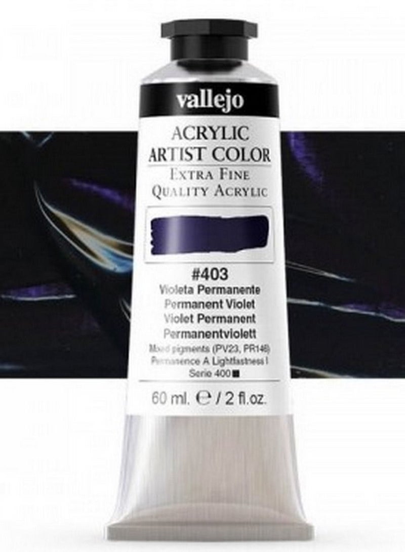 فاليجو ألوان أكريليك فنية ٦٠ مل - بنفسجي دائم #٤٠٣ | طلاء فائق الجودة