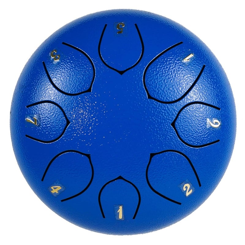 Regis 8 Notes 6 Inch Blue Alloy Steel Tongue Drum – Handpan Percussion Drum for Kids & Adults, Meditation, Yoga, Music Therapy – Includes Mallets, Finger Picks & Travel Bag – Blue - Image 2
