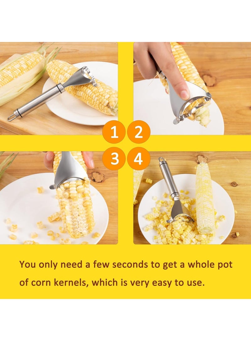 HW Deluxe Corn Stripper,Corn Cob Peeler Corn Remover Corn Kerneler with Stainless Steel Blades and Hand Protector - Image 3
