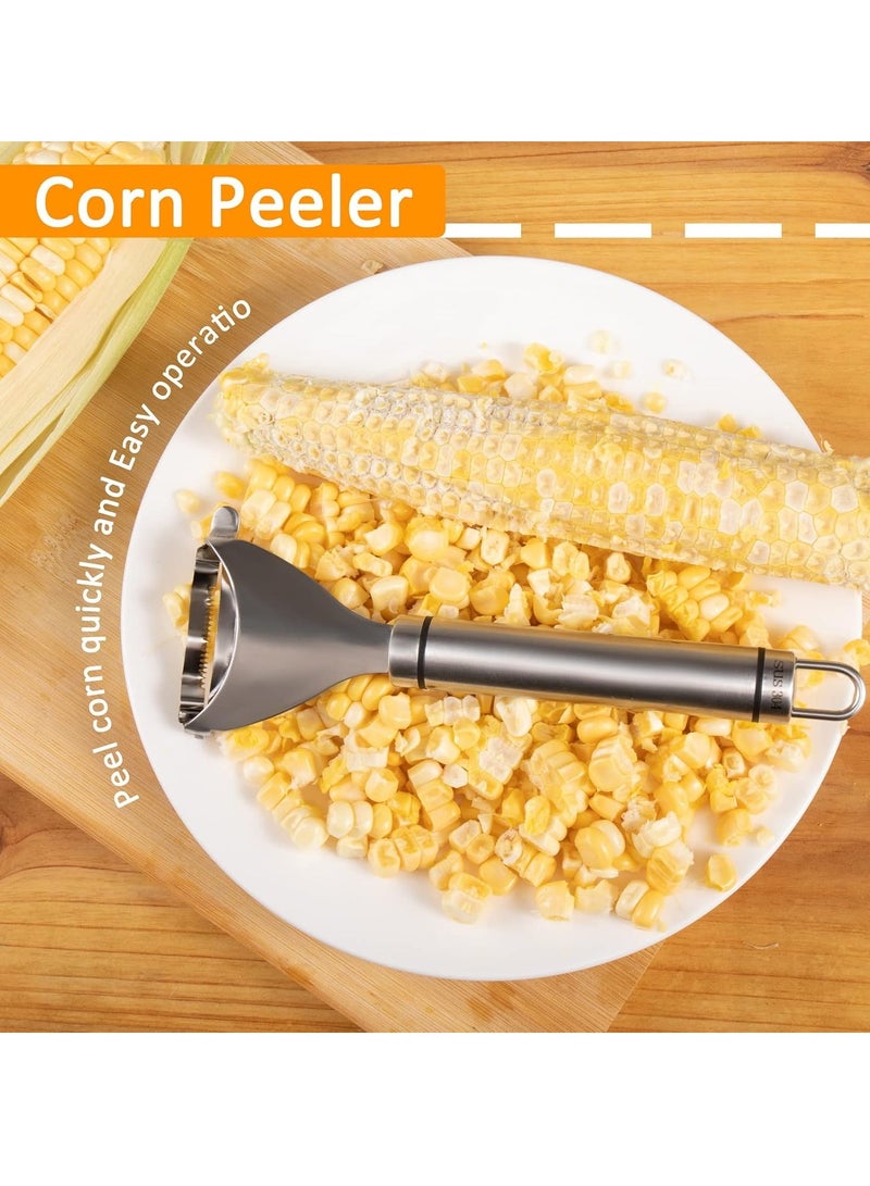 HW Deluxe Corn Stripper,Corn Cob Peeler Corn Remover Corn Kerneler with Stainless Steel Blades and Hand Protector - Image 2