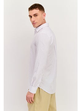 Scotch & Soda Men Modern Fit Allover Print Long Sleeve Dress Shirts, White Combo  - Image 2