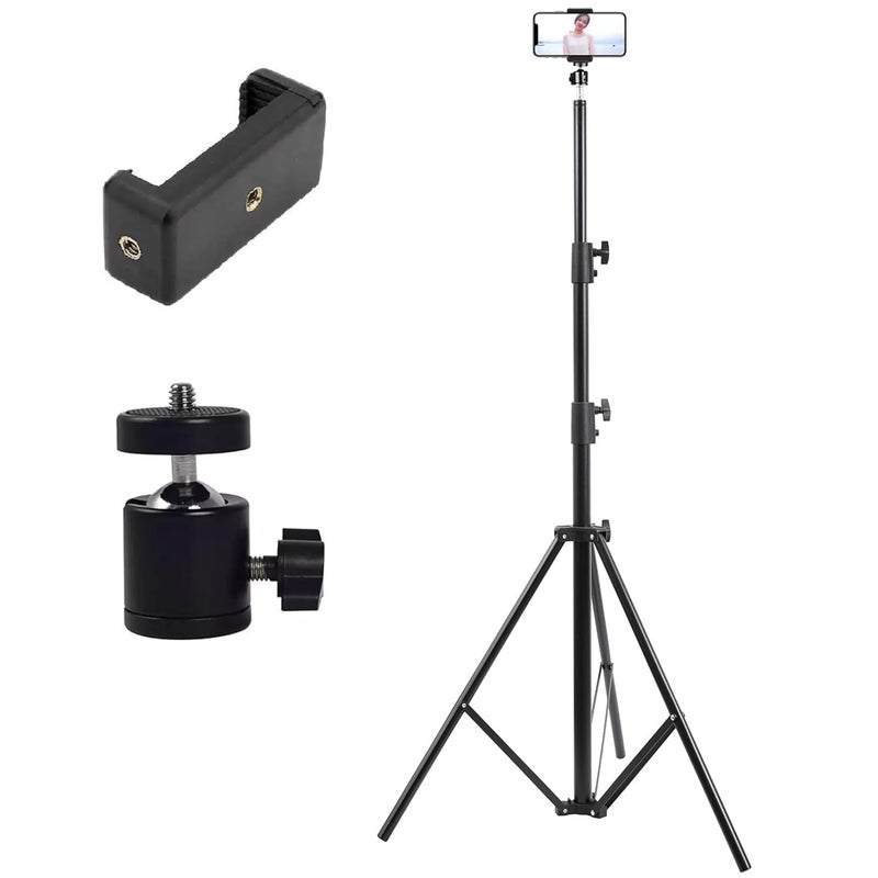 Casewilla حامل إضاءة استوديو خفيف الوزن وقابل للحمل بطول 7 أقدام من سبائك الألمنيوم للفيديوهات|حامل كاميرا (أسود، يدعم حتى 10000 جرام) - Image 1