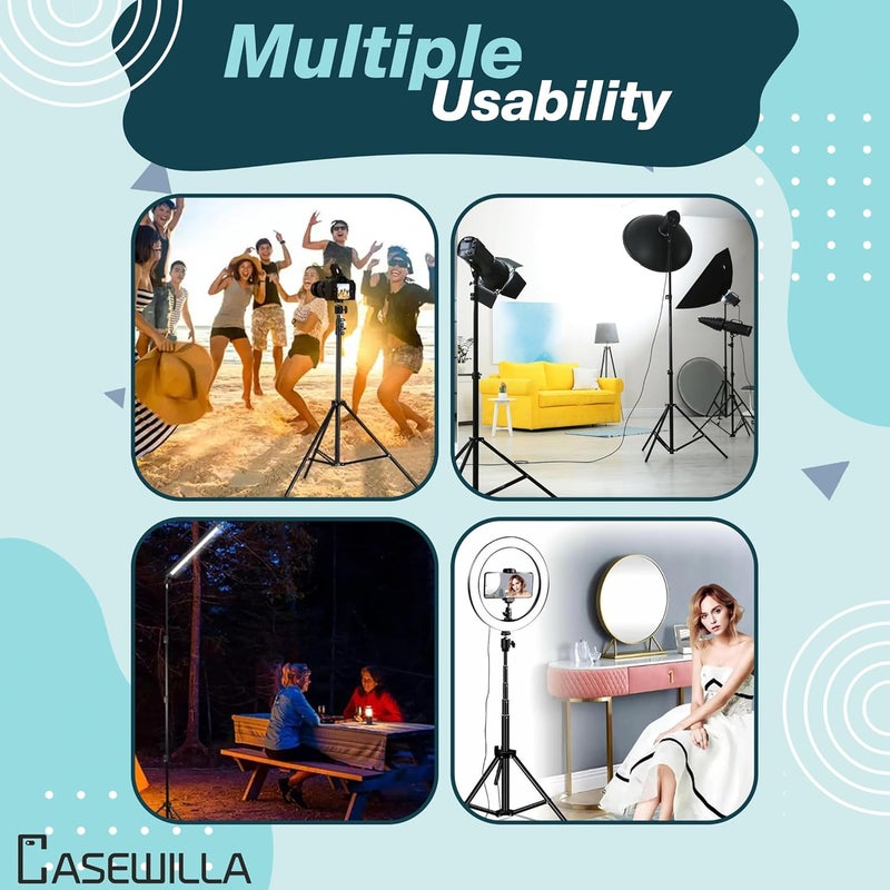 Casewilla حامل إضاءة استوديو خفيف الوزن وقابل للحمل بطول 7 أقدام من سبائك الألمنيوم للفيديوهات|حامل كاميرا (أسود، يدعم حتى 10000 جرام) - Image 5