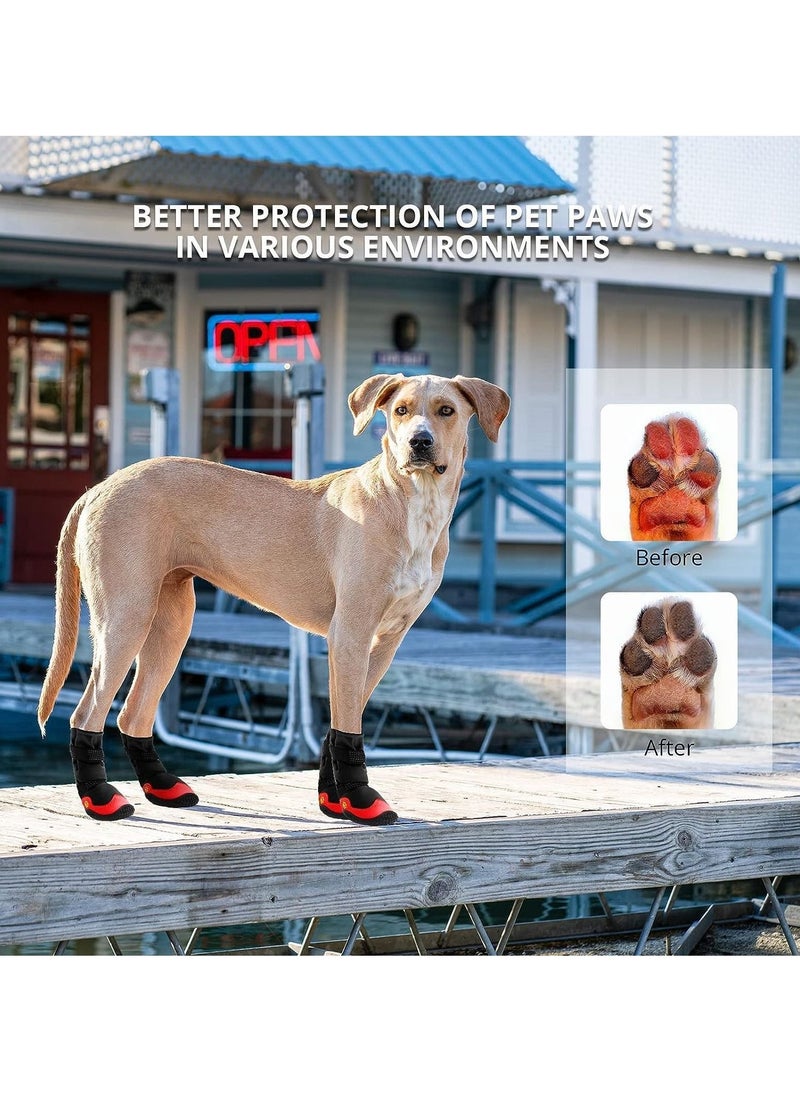 SYOSI 4Pcs Anti-Slip Dog Boots Waterproof Dog Shoes for Small Medium Large Dogs with Reflective Straps Pet Dog Boots for Hiking Soft Breathable Paw Protectors for Dogs Outdoor Night Use  - Image 2