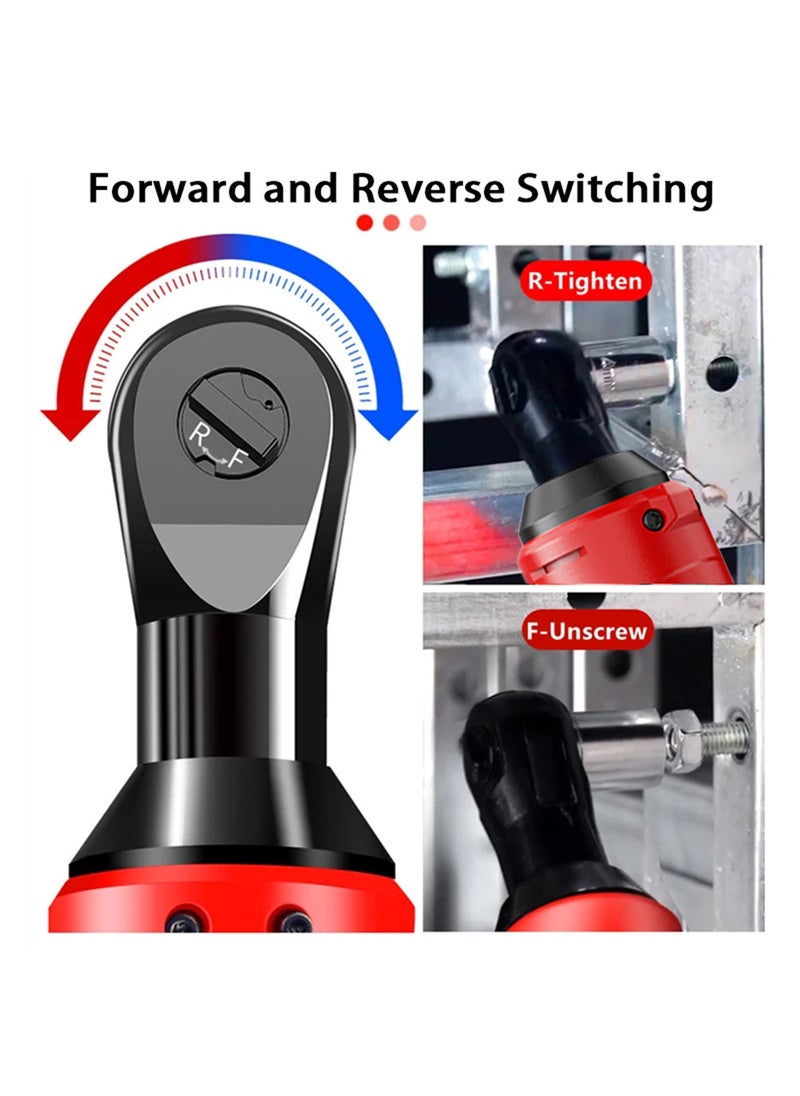 Cordless Electric Ratchet Wrench Set, 3/8 Inch Cordless Electric Wrench 9.5mm Right Angle Ratchet Wrenches 65N.m Rechargeable Car Repair Tool Set Angle Wrench