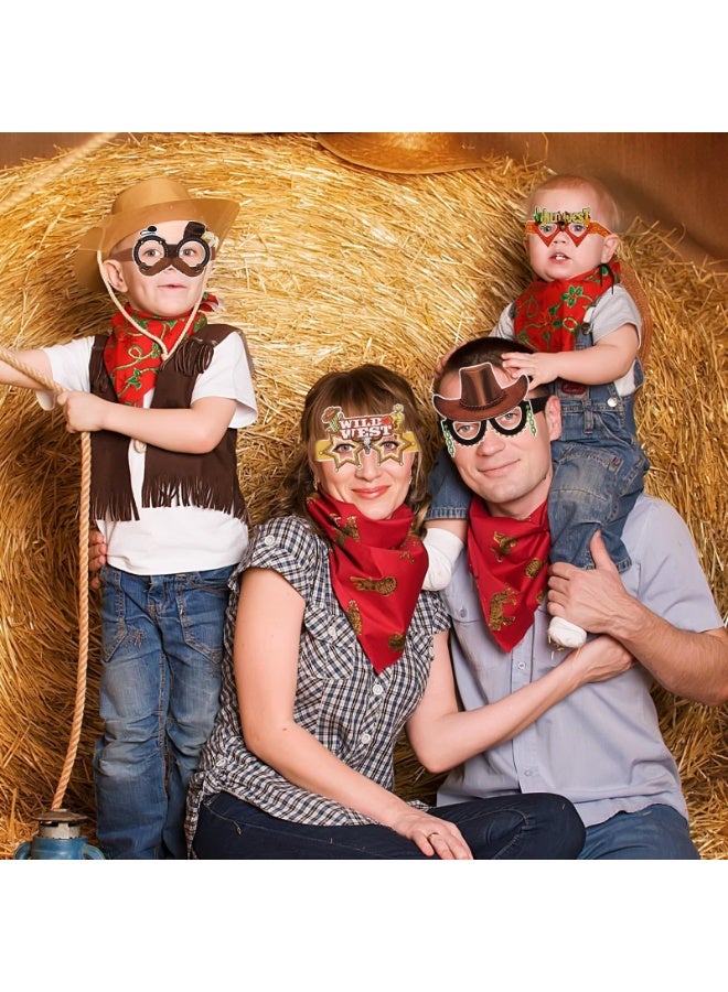 OSHIMA 24 Pcs Wild West Paper Glasses, Colorful Western Theme Eyeglasses, Cowboy Photo Booth Props, Cowboy Glasses for Western Theme Eyeglasses Birthday Party Supplies - Image 4