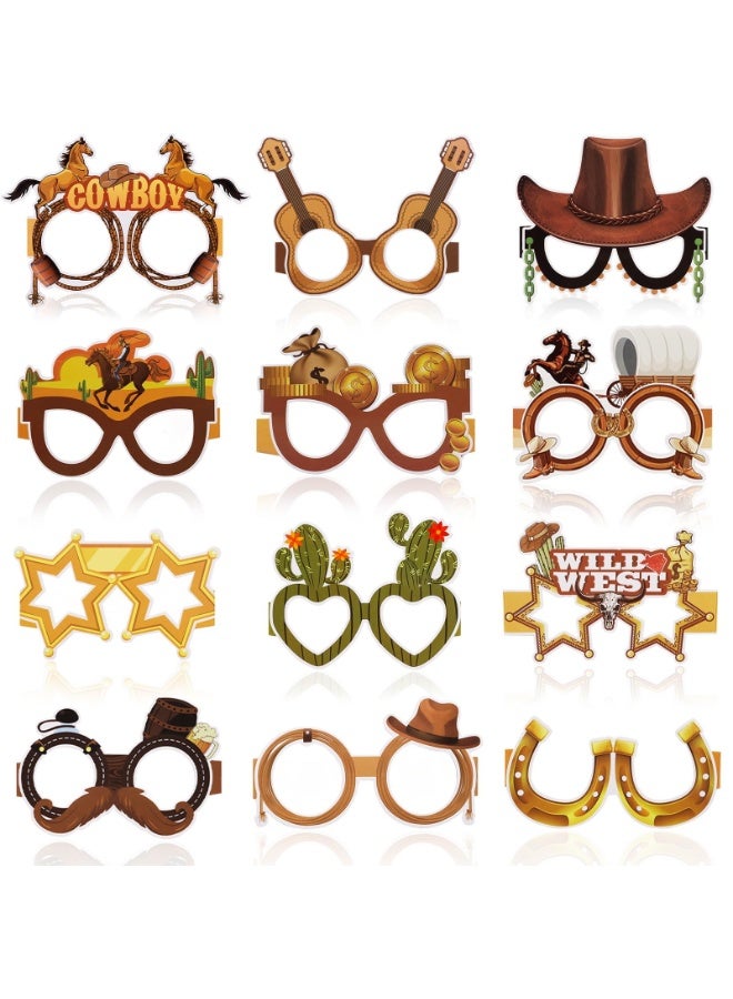 OSHIMA 24 Pcs Wild West Paper Glasses, Colorful Western Theme Eyeglasses, Cowboy Photo Booth Props, Cowboy Glasses for Western Theme Eyeglasses Birthday Party Supplies - Image 1