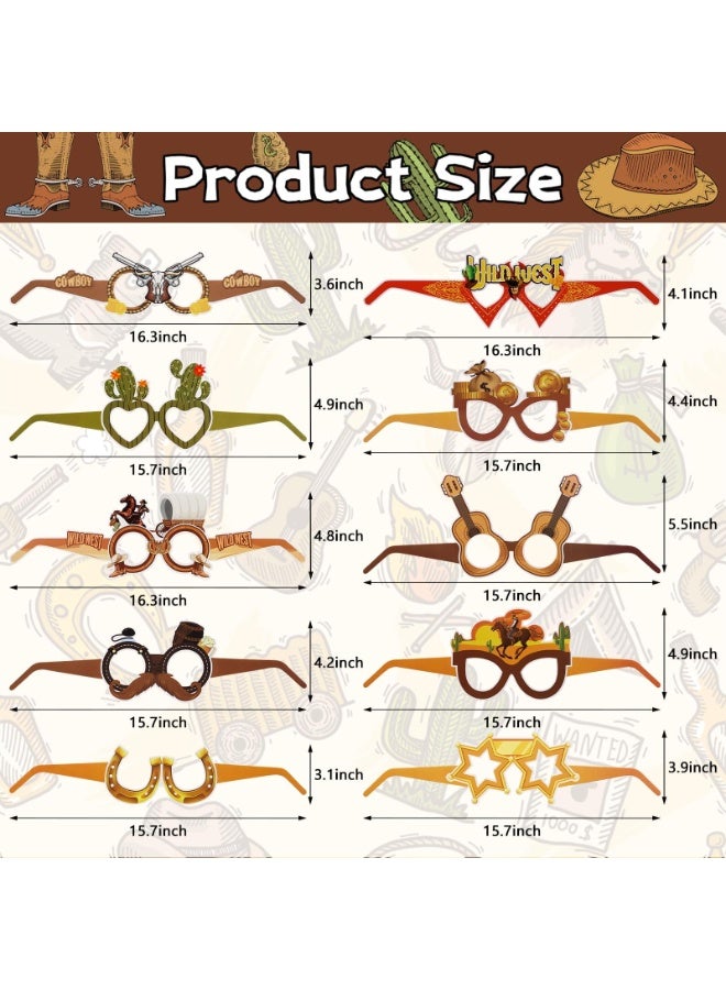 OSHIMA 24 Pcs Wild West Paper Glasses, Colorful Western Theme Eyeglasses, Cowboy Photo Booth Props, Cowboy Glasses for Western Theme Eyeglasses Birthday Party Supplies - Image 2
