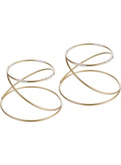 MyGift 7 Inch Modern Gold Wire Metal Pizza Stand Tray Pedestal Rest - Tabletop Circular Serving Platter Riser Stands, Set of 2  - Image 3