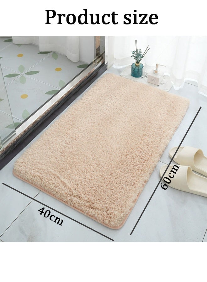 Aikenn Non-slip bathroom mats Bathroom Rug 40x60 Non Slip Beige Fluffy Bath Mat for Bathroom Floor Washable Plush Luxury Bath Rug for Tub Soft Shaggy Absorbent Shower Mat - Image 2