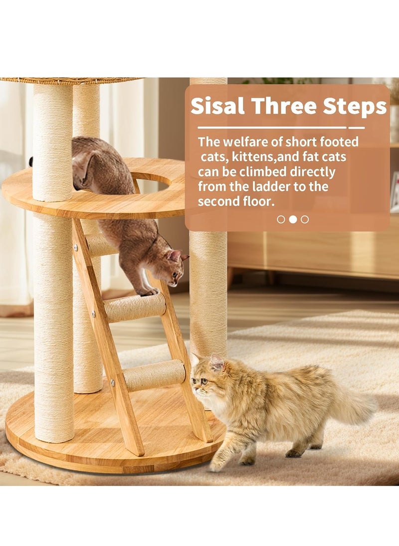 MissTiara - Modern Cat Tree Tower for Indoor Cats  Solid Oak Cat Scratching Tree for Multiple Large Cats Manual Hand Woven Luxury Cat Condo, Unique High-end Design Cat Furniture Activity Centre, Easy Clean - Image 1