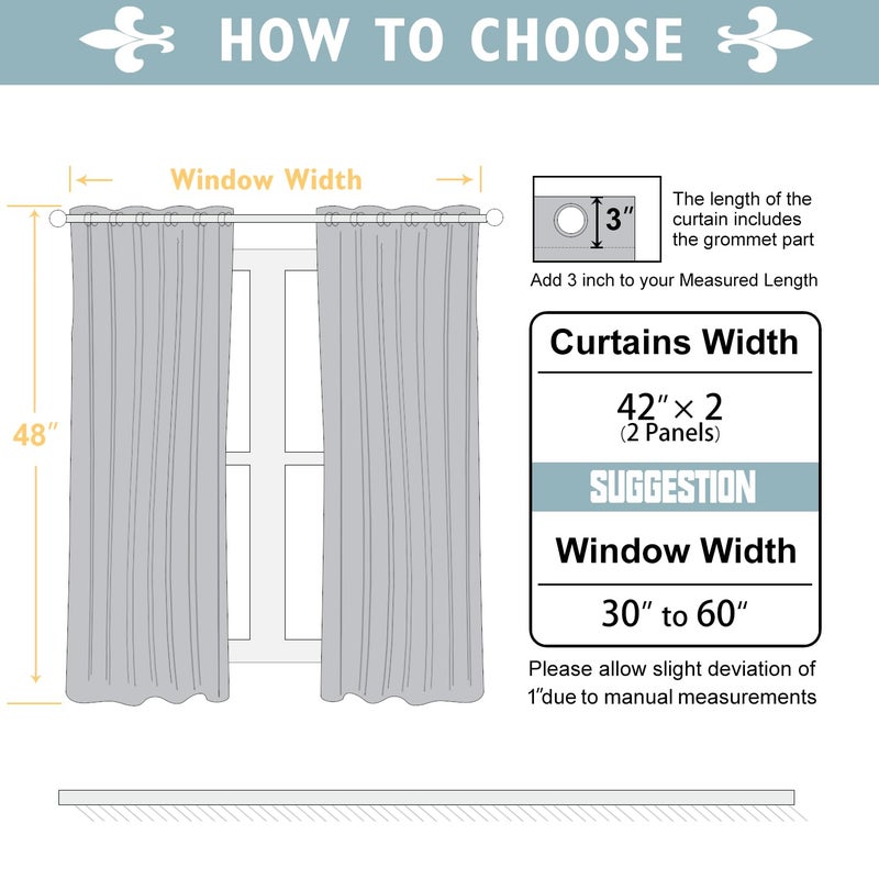 ChrisDowa Blackout Curtains 48 inches Long for Bedroom - 2 Panels Set Grommet Thermal Insulated Room Darkening Curtains for Living Room (Stone Blue  42 x 48 Inch) - Image 5