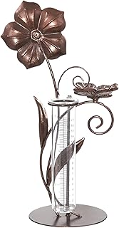 Topadorn Topadorn Flower Rain Gauge Easy Read 7" Capacity Butterfly Glass Rain Gauge for Home and Garden Decoration  - Image 1