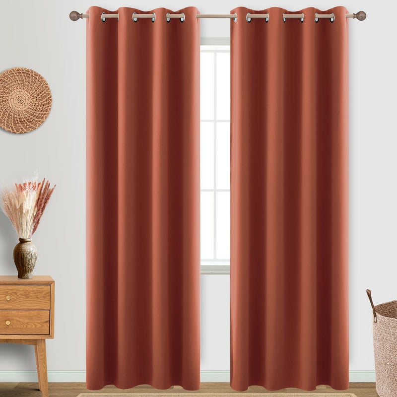 KOUFALL 2 Panel Set Blackout Curtains 96 Inches LongRoom Darkening Bohemian Autumn Decor Fall Decorations Hippie Decorative Curtains for Living Room Bedroom52x96 in LengthDark Burnt Orange