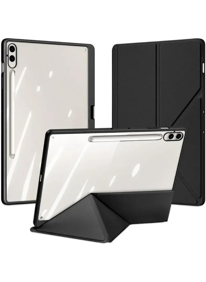 Protective case compatible with Samsung Galaxy Tab S11 Ultra 14.6-inch 2025 tablet, featuring a tri-fold magnetic transparent back cover with a pen slot and auto sleep/wake functionality. - Image 1