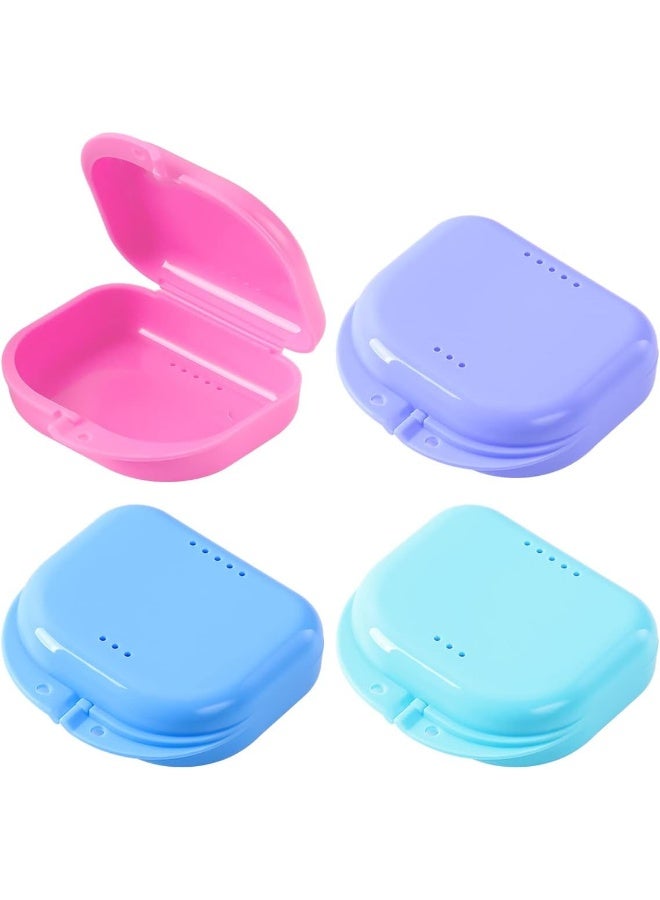 JMU حافظة مثبت مع فتحات تهوية، 4 عبوات من حافظات واقي الفم التقويمية، حافظة طقم الأسنان - Image 1