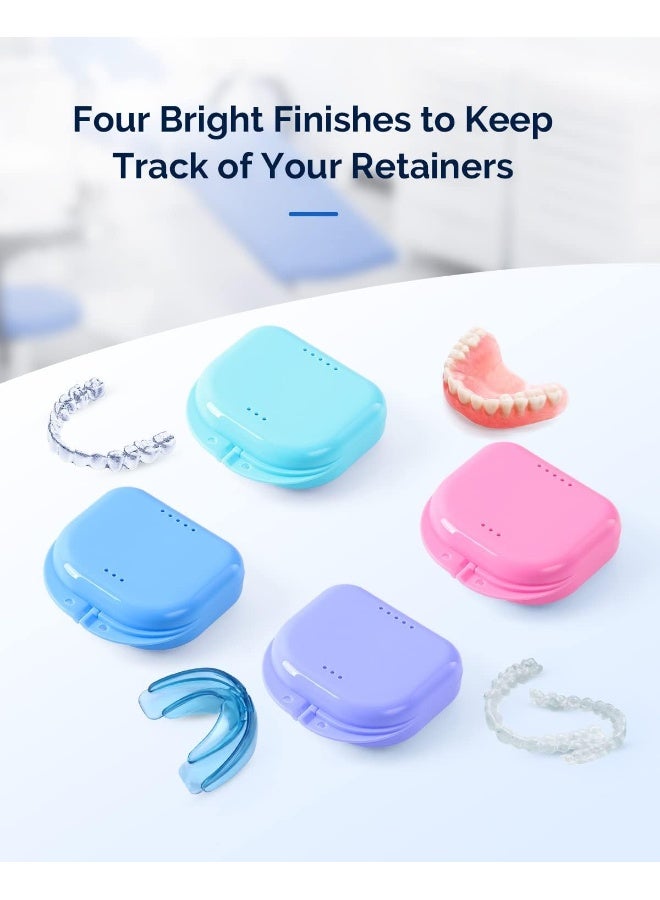 JMU حافظة مثبت مع فتحات تهوية، 4 عبوات من حافظات واقي الفم التقويمية، حافظة طقم الأسنان - Image 2