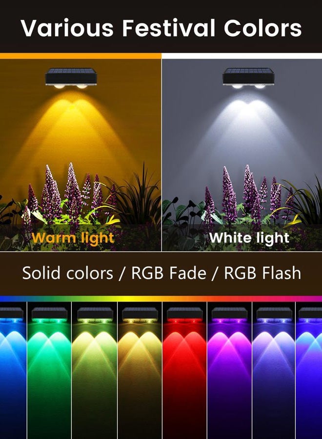 JOFIOS Solar Fence Lights Outdoor Waterproof, 80 Lumens Solar Lights for Fence with Warm White & RGB 8 Colors,Outdoor Solar Light for Deck, Patio, Backyard, Fence, Railing (8-Pack-Black) - Image 3